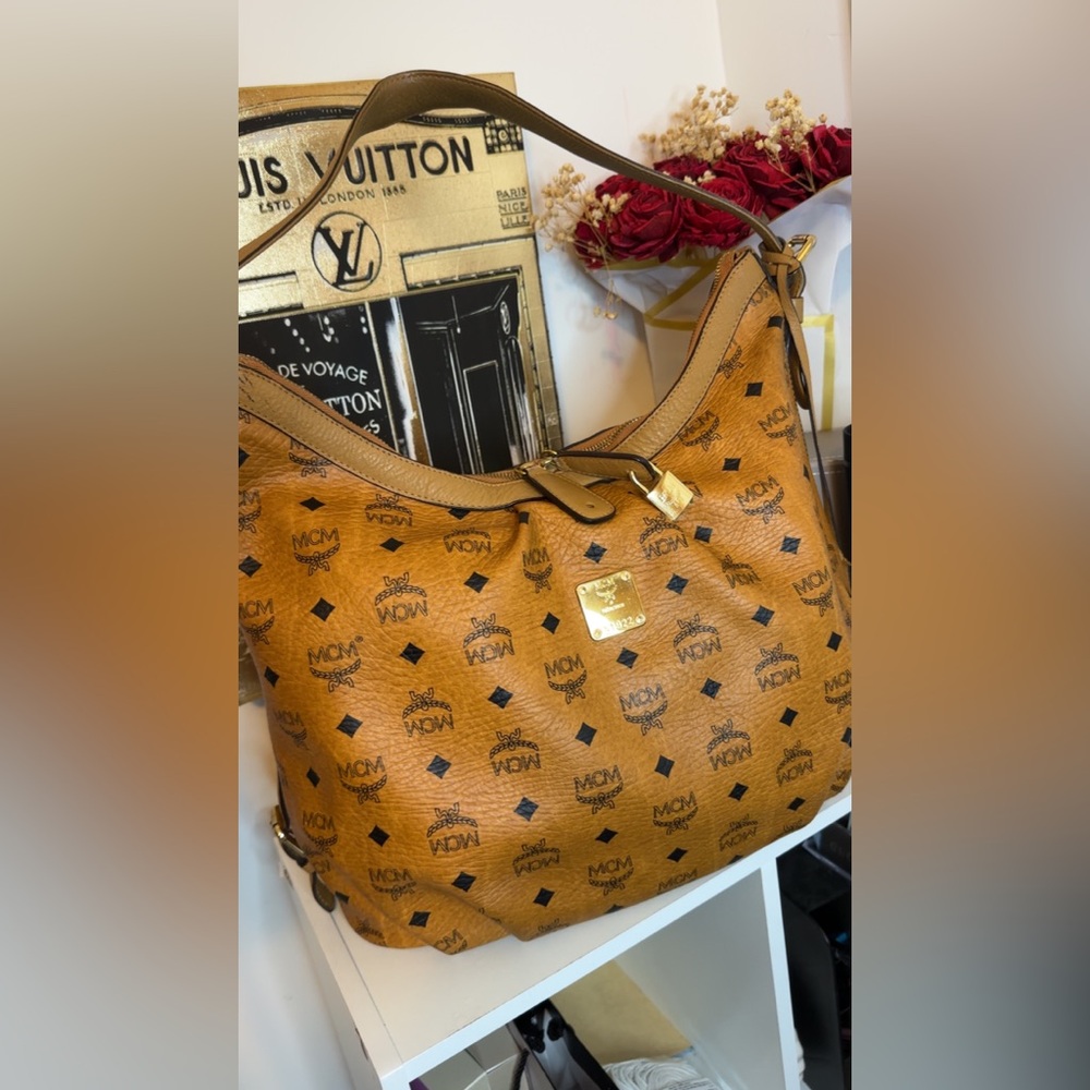 MCM Tan Leather Hobo Bag